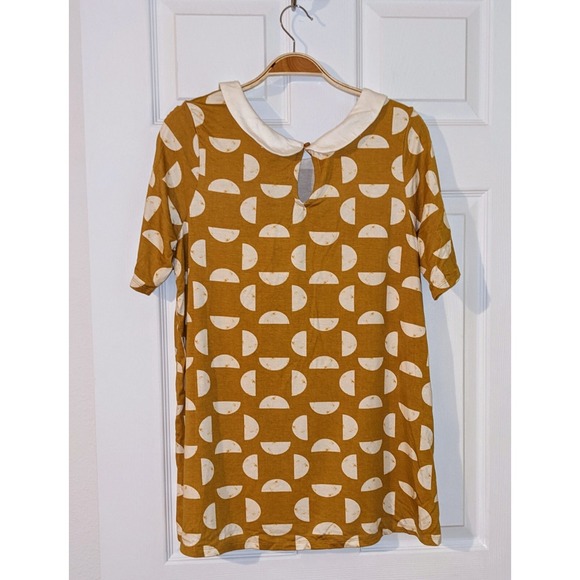 AGNES & DORA "Neverland" SHIRT Yellow White Collar Geometric Graphics Size L NWT - Picture 2 of 7